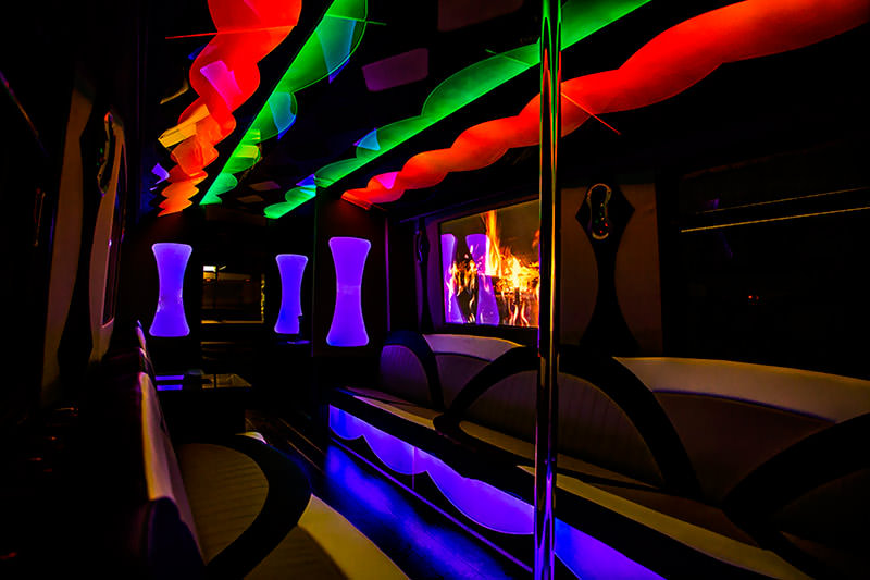 bus interior with color changing led lighting